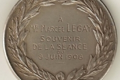 Médaille de la SPA [recto] décernée à Marcel Legay, 1908.